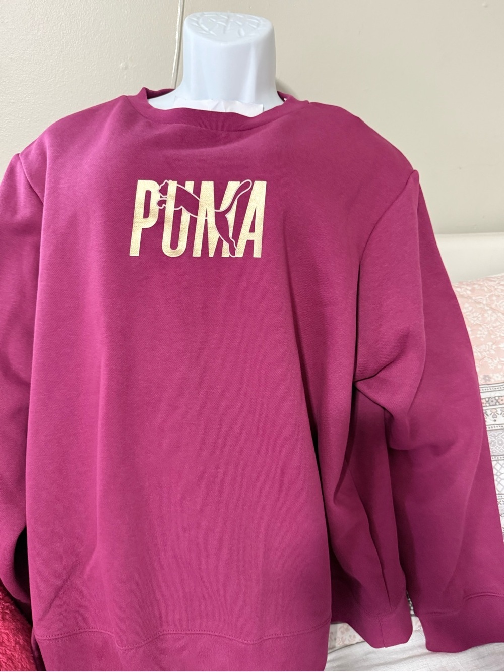 Puma Women's Fuchsia Crewneck with Gold Logo